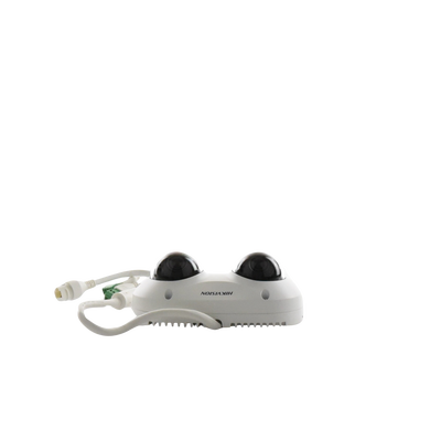 HIKVISION - PanoVu Series / Lente Dual de 5 Megapixel / 2 Lentes Fijos de 2.8 mm / Recomendado para Pasillos o Esquinas / IP67 / IK10 / PoE / WDR 120 dB / 10 mts IR / Entrada y Salida de Audio y Alarma / MicroSD