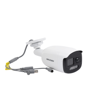 HIKVISION - [ColorVu] Bala TURBOHD 2 Megapixel (1080p) / Imagen a Color 24/7 / Lente 2.8 mm / Luz Blanca 40 mts / Exterior IP67 / WDR 130 dB / Sensor PIR / Sirena Integrada / Salida de Audio Estrobo ROJO - AZUL / Micrófono Integrado