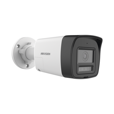 HIKVISION - [Audio Bidireccional + Sirena & Estrobo + Dual Light + ColorVu] Bala TURBOHD 4K (8 Megapixel) / Lente 2.8 mm / 30 mts IR EXIR + 20 mts Luz Blanca / Micrófono y Bocina Integrado / Exterior IP67 / Metal / dWDR