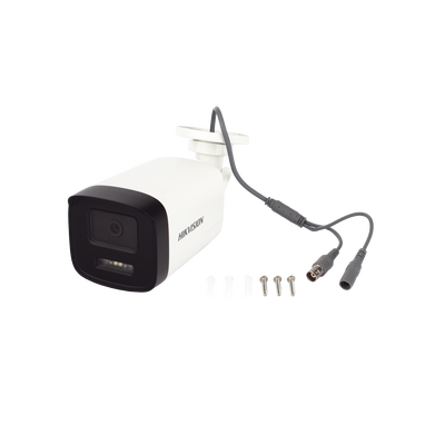 HIKVISION - [Audio Bidireccional + Dual Light + ColorVu] Bala TURBOHD 3K  (5 Megapixel) / Lente 3.6 mm / 40 mts IR EXIR + 40 mts Luz Blanca / Micrófono y Bocina Integrado / Exterior IP67 / dWDR