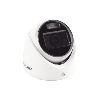 HIKVISION - [Dual Light + ColorVu] Turret TURBOHD 2 Megapixel (1080p) / Lente 2.8 mm / 20 mts IR + 20 mts Luz Blanca / Gran Angular 105° / Exterior IP67 / Micrófono Integrado / dWDR / 4 Tecnologías / Metal