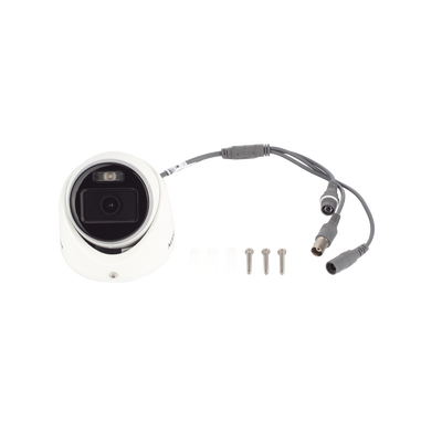 HIKVISION - [Dual Light + ColorVu] Turret TURBOHD 2 Megapixel (1080p) / Lente 2.8 mm / 20 mts IR + 20 mts Luz Blanca / Gran Angular 105° / Exterior IP67 / Micrófono Integrado / dWDR / 4 Tecnologías / Metal