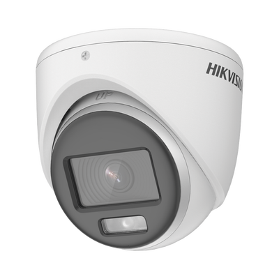 HIKVISION - [Dual Light + ColorVu] Turret TURBOHD 2 Megapixel (1080p) / Lente 2.8 mm / 20 mts IR + 20 mts Luz Blanca / Gran Angular 105° / Exterior IP67 / Micrófono Integrado / dWDR / 4 Tecnologías / Metal