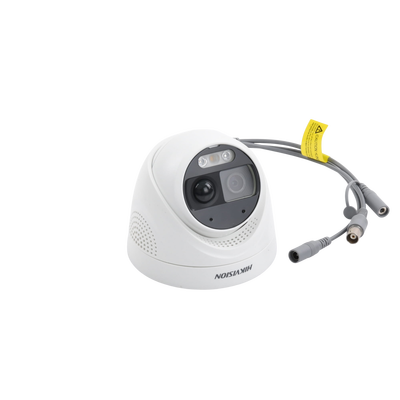 HIKVISION - Turret TURBOHD 2 Megapixeles (1080p) / Imagen a color 24/7 / Lente 2.8 mm / Luz Blanca 20 mts / Exterior IP67 / WDR 130dB / Sensor PIR / Sirena Integrada / Estrobo ROJO - AZUL / Micrófono Integrado