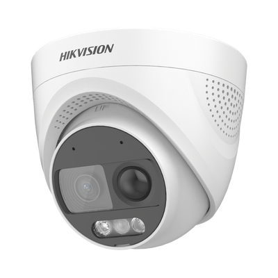 HIKVISION - Turret TURBOHD 2 Megapixeles (1080p) / Imagen a color 24/7 / Lente 2.8 mm / Luz Blanca 20 mts / Exterior IP67 / WDR 130dB / Sensor PIR / Sirena Integrada / Estrobo ROJO - AZUL / Micrófono Integrado