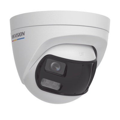 HIKVISION - [ColorVu + Panoramica + Dual Light] Turret TURBOHD 3K (5 Megapixel) / Micrófono Integrado / Visión 180° / Imagen a Color 24/7 / 40 mts Luz Blanca + 40 mts IR / Exterior IP67 / WDR