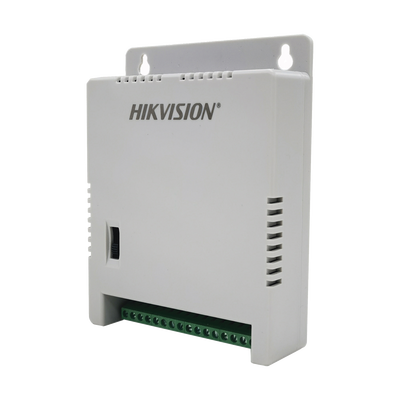 HIKVISION - Fuente de Poder Regulada 12 Vcc / 13.5 Vcc / 15 Vcc para 8 Cámaras / 8 Amperes (1 Amp por Salida) / Voltaje de Entrada 90 - 130 VCA / Filtro de Ruido para Cámaras 4K / Modo para Largas Distancias