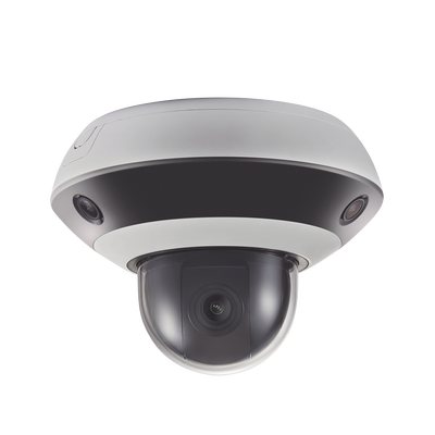 HIKVISION - Mini Domo PanoVu 2 Megapixel / 1 PTZ 4X Zoom + 3 Lentes Panorámicos 360° / H.265 / 10 mts IR / Uso en Interior / PoE+ / dWDR / Micro SD