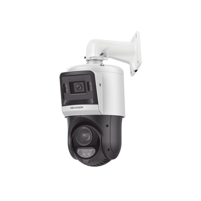 HIKVISION - [TandemVu] PTZ IP 4 Megapixel + Cámara Fija 4 Megapixel / 25X Zoom / 100 mts IR + 30 mts Luz Blanca / IP67 / ACUSENSE / PoE+ / 2 Micrófonos Integrados y Bocina / Alerta Audible y Luz Estroboscopica / Alarmas I/O / DARKFIGHTER / Micro SD