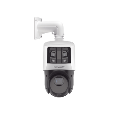 HIKVISION - [TandemVu] PTZ IP 4 Megapixel con Cámara Panoramica 6 Megapixel / 25X Zoom / 100 mts IR / IP66  / WDR / PoE+ / Entrada-Salida de Audio y Alarma / Ultra Baja Iluminación / Micro SD