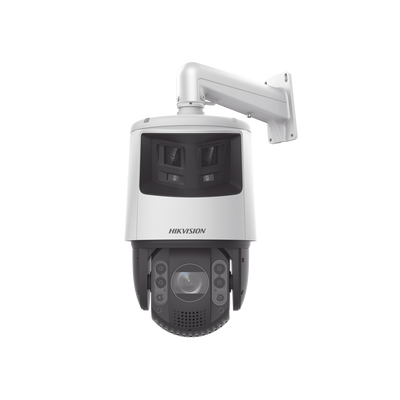 HIKVISION - [TandemVu] PTZ IP 4 Megapixel con Cámara Panoramica 6 Megapixel / 25X Zoom / 200 mts IR / 30 mts Luz Blanca / ACUSENSE / IP66 / Alerta Audible y Luz Estroboscopica / Autoseguimiento / Hi-PoE / Alarmas I/O / Ultra Baja Iluminación / Micro SD