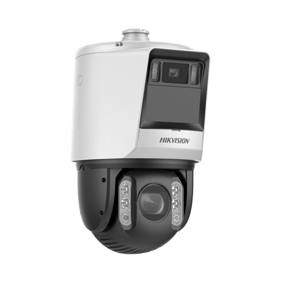 HIKVISION - [TandemVu] PTZ IP 4 Megapixel con Cámara Panoramica 6 Megapixel / 32X Zoom / 200 mts IR / 30 mts Luz Blanca / ACUSENSE / IP66 / Alerta Audible y Luz Estroboscopica / Autoseguimiento / Hi-PoE / Alarmas I/O / Ultra Baja Iluminación / Micro SD