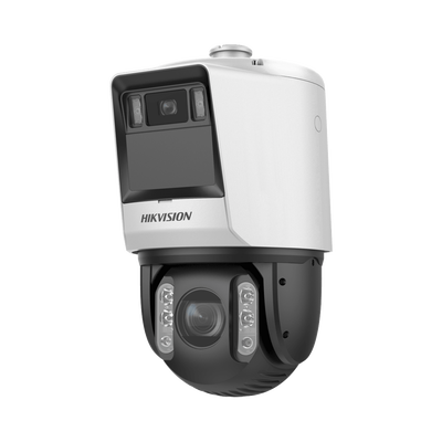 HIKVISION - [TandemVu] PTZ IP 4 Megapixel con Cámara Panoramica 6 Megapixel / 32X Zoom / 200 mts IR / 30 mts Luz Blanca / ACUSENSE / IP66 / Alerta Audible y Luz Estroboscopica / Autoseguimiento / Hi-PoE / Alarmas I/O / Ultra Baja Iluminación / Micro SD