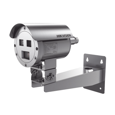 HIKVISION - Bala IP Térmica Dual / Termico 9.7 mm (256 X 192) + Óptico 8 mm (4 MP) / Termométrica / Detección de Temperatura / IP68 / 30 mts IR / Antiexplosión / Anticorrosión