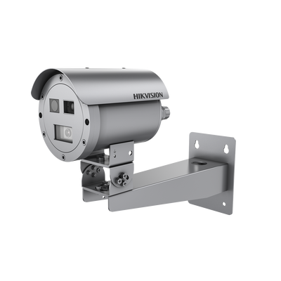 HIKVISION - Bala IP Térmica Dual / Termico 7 mm (256 X 192) + Óptico 4 mm (4 MP) / Termométrica / Detección de Temperatura / IP68 / 30 mts IR / Antiexplosión / Anticorrosión