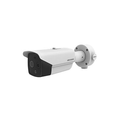 HIKVISION - Cámara Bala IP Termográfica / Medición de Temperatura -20°C a 150°C / Alta Resolución Térmica 160 x 120 / Teleobjetivo Térmico 9.7mm / Alarma por Excepción de Temperatura / Óptica 5 MP / IP67