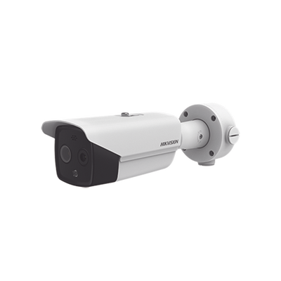 HIKVISION - Cámara Bala IP Termográfica / Medición de Temperatura -20°C a 150°C / Alta Resolución Térmica 160 x 120 / Alarma por Excepción de Temperatura / Análisis de Video (VCA) / Óptica 5 MP / IP67