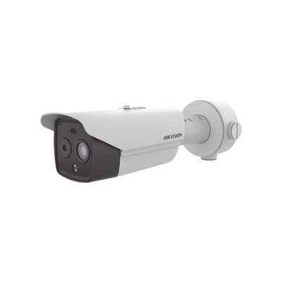 HIKVISION - Cámara Bala IP Térmica y Óptica Biespectral / Análisis de Video (VCA) para Protección Perimetral / Medición de Temperatura -20°C a 150°C / Teleobjetivo Térmico 9.7mm / Térmica 256 x 192