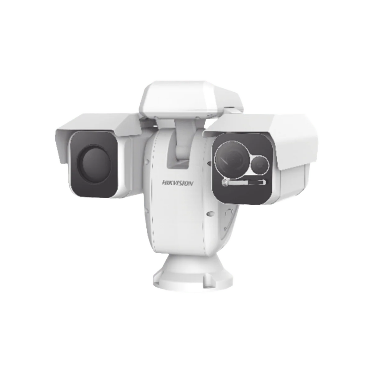 HIKVISION - PTZ Punta de Poste IP Dual / Lente Térmico 100 mm (640 X 512) / Lente Óptico 56X Zoom (4 MP) / 800 mts IR Laser / 36 VCC / IP66 / Recubrimiento Anticorrosivo