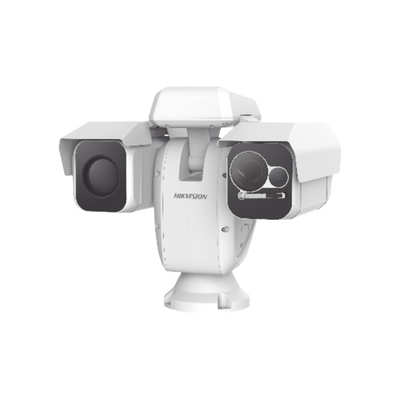 HIKVISION - PTZ Punta de Poste IP Dual / Lente Térmico 100 mm (640 X 512) / Lente Óptico 56X Zoom (4 MP) / 800 mts IR Laser / 36 VCC / IP66 / Recubrimiento Anticorrosivo