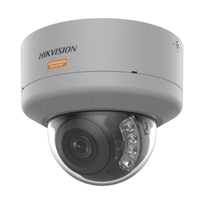 HIKVISION - [Dual Light + ColorVu] Domo IP 4 Megapixel / Lente 2.8 mm / Polimero Anticorrosivo (Ideal para Zonas Costeras o Alta Salinidad) / 40 Mts IR + 40 Mts Luz Blanca / 2 Micrófonos Integrados / WDR 130 dB / IP68 / IK10