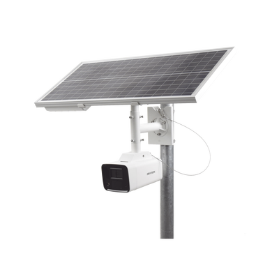 HIKVISION - Kit Solar IP All in One / Cámara Bala ColorVu 4 Megapixel / Lente 4 mm / Panel Solar / Batería de Respaldo de Litio 23.2Ah (Hasta 24 Días) / Conexión 4G / Accesorios de Instalación