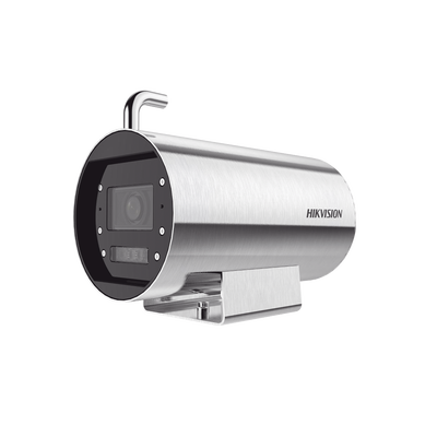 HIKVISION - Bala IP 8 Megapixel / Lente Mot. 2.8 a 12 mm / Acero Inoxidable (304) / Altas Temperaturas (250°C) / Refrigeración por Agua / IP68 / Dual Light (30 mts IR + 20 mts Luz Blanca) / WDR 120 dB / ONVIF / PoE+ / Alarmas I/O / ACUSENSE