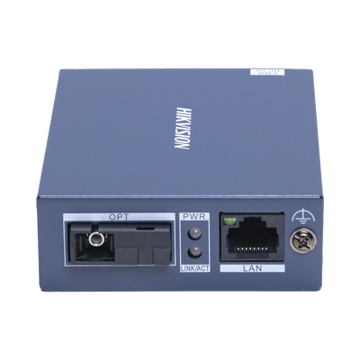 HIKVISION - Convertidor Fibra Óptica / Receptor / Monomodo (RX) / 1 Puerto SFP (SC) 100 Mbps / 1 Puerto RJ45 10/100 Mbps / HASTA 20 KM / Plug and Play