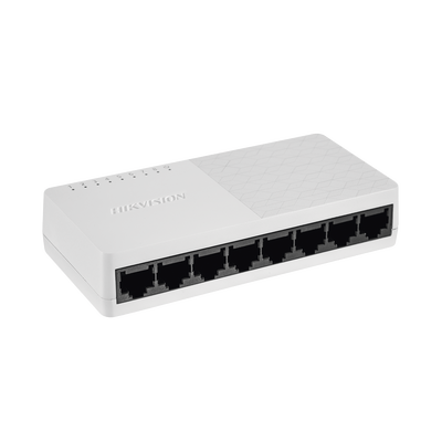 HIKVISION - Switch No Administrable de Escritorio de 8 Puertos / Fast Ethernet  10 / 100 Mbps / Diseño Compacto y Estetico