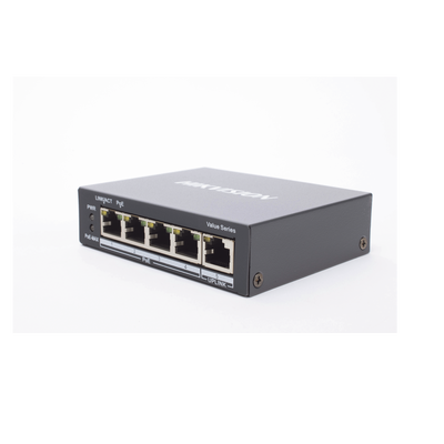HIKVISION - Switch Gigabit  PoE+ / No Administrable / 4 Puertos 1000 Mbps PoE+ / 1 Puerto 1000 Mbps Uplink / 35 Watts
