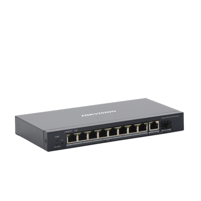 HIKVISION - Switch Gigabit PoE+ / No Administrable / 8 Puertos 1000 Mbps PoE+ / 1 Puerto 1000 Mbps de Uplink + 1 Puerto SFP / 110 Watts