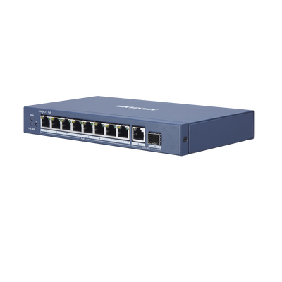 HIKVISION - Switch Gigabit PoE+ / No Administrable / 8 Puertos 1000 Mbps PoE+ / 1 Puerto 1000 Mbps de Uplink + 1 Puerto SFP / 110 Watts