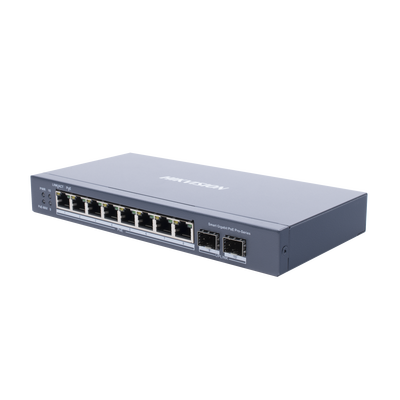 HIKVISION - Switch Gigabit PoE+ / Administrable / 8 Puertos Gigabit PoE+ / 2 Puertos SFP / Configuración Nube Hik-Partner Pro / Modo Extendido hasta 300 Metros / 110 W