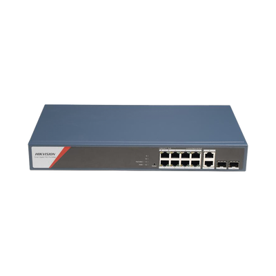 HIKVISION - Switch Gigabit PoE+ / Administrable / 8 Puertos 1000 Mbps PoE+(4 Puertos PoE++ 90 W) / 2 Puertos 1000 Mbps de Uplink / 2 Puertos SFP / Configuración Nube Hik-PartnerPro / Modo Extendido hasta 300 Metros / 130 W