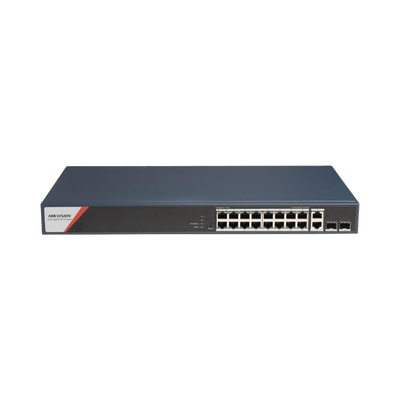 HIKVISION - Switch Gigabit PoE+ / Administrable / 16 Puertos 1000 Mbps PoE+ (4 Puertos PoE++ 90 W) / 2 Puertos 1000 Mbps de Uplink / 2 Puertos SFP / Configuración Nube Hik-PartnerPro / Modo Extendido hasta 300 Metros / 230 W
