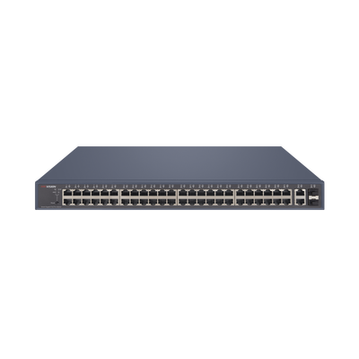 HIKVISION - Switch PoE+ / Administrable / 48 Puertos 1000 Mbps PoE+ / 2 Puertos 1000 Mbps Uplink / 2 Puertos SFP / 470 Watts