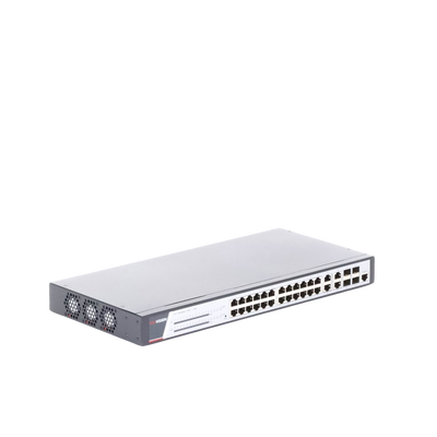HIKVISION - Switch Gigabit PoE+ / Administrable / 24 Puertos 1000 Mbps PoE+ / 4 Puertos 1000 Mbps + 4 Puertos SFP de Uplink / 370 Watts / Soporta IGMP