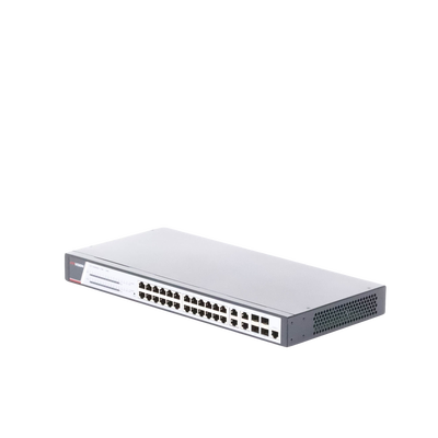 HIKVISION - Switch Gigabit PoE+ / Administrable / 24 Puertos 1000 Mbps PoE+ / 4 Puertos 1000 Mbps + 4 Puertos SFP de Uplink / 370 Watts / Soporta IGMP