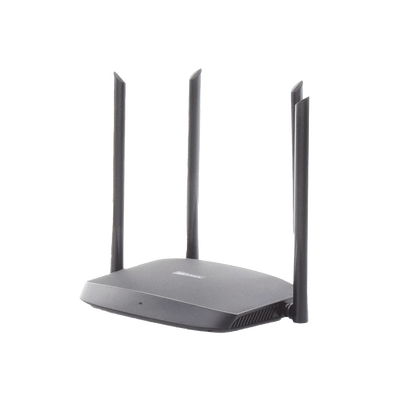 HIKVISION - Router Inalámbrico WISP Gigabit / Hasta 1200 Mbps / Doble Banda AC (2.4 GHz y 5 GHz) / 3 Puertos LAN 10/100/1000 Mbps + 1 Puerto WAN 10/100/1000 Mbps /  4 Antenas Externas Omnidireccional de 5 dBi / Interior