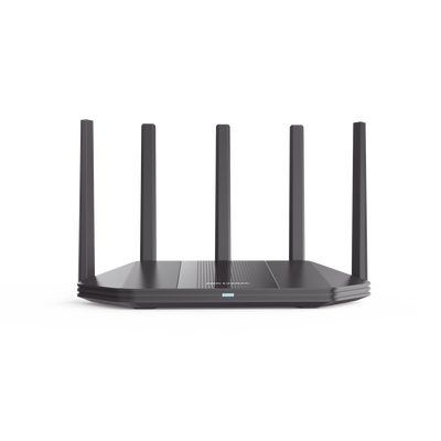 HIKVISION - Router Inalámbrico / Wifi 6 / Hasta 3000 Mbps / MESH / Doble Banda AC (2.4 GHz y 5 GHz) / 4 Puertos 1000 Mbps /  5 Antenas Omnidireccional / Interior / Beamforming Optimizado /  Administración Gratuita desde la Nube