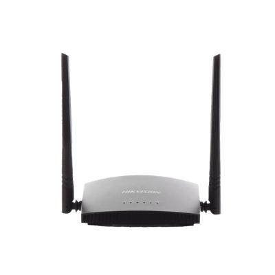 HIKVISION - Router Inalámbrico WISP en Banda 2.4 GHz / Hasta 300 Mbps / 4 Puertos 10/100 Mbps /  2 Antenas Omnidireccional de 5 dBi / Interior