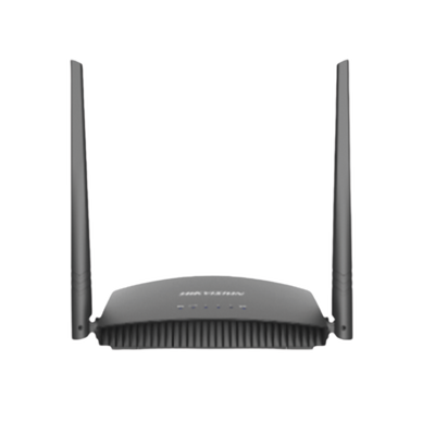 HIKVISION - Router Inalámbrico WISP en Banda 2.4 GHz / Hasta 300 Mbps / 4 Puertos 10/100 Mbps /  2 Antenas Omnidireccional de 5 dBi / Interior