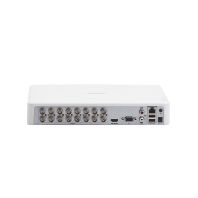 HIKVISION - DVR 1080P lite / 16 Canales TURBOHD + 2 Canales IP / 1 Bahía de Disco Duro / 16 Canales de Audio por Coaxitron / Salida de Vídeo FULL HD