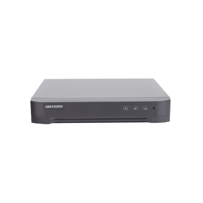 HIKVISION - [Audio Bidireccional] DVR 4 Canales TurboHD + 1 Canal IP / 2 Megapixel (1080p) Lite / Acusense Lite (Evita Falsas Alarmas) / Audio por Coaxitron / 1 Bahia de Disco Duro / H.265+ / Salida de Vídeo Full HD