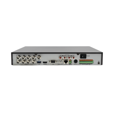 HIKVISION - DVR/NVR PENTAHÍBRIDO 10 Canales (8+2) / 8 Canales Turbo HD hasta 3 Megapixeles / 2 Canales IP hasta 4 Megapixeles / Compresión de video avanzada / Hik-Connect P2P / Video análisis / Salida de video 4K / Entradas y Salidas de Audio y A