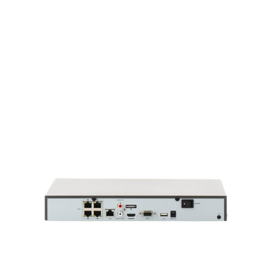 HIKVISION - NVR 8 Megapixel (4K) (Compatible con Cámaras ACUSENSE) / 4 canales IP / 4 Puertos PoE+ / 1 Bahía de Disco Duro / Salida de Vídeo en 4K / 300 Metros PoE Modo Extendido