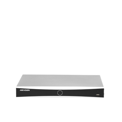 HIKVISION - (ACUSENSE / Evita Falsas Alarmas) NVR 12 Megapixel (4K) / Reconocimiento Facial / 8 Canales IP / Base de Datos / 8 Puertos PoE+ / 2 Bahías de Disco Duro / Switch PoE 300 mts Modo Extendido