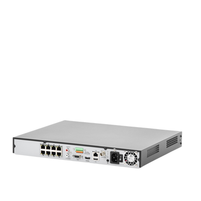 HIKVISION - (ACUSENSE / Evita Falsas Alarmas) NVR 12 Megapixel (4K) / Reconocimiento Facial / 8 Canales IP / Base de Datos / 8 Puertos PoE+ / 2 Bahías de Disco Duro / Switch PoE 300 mts Modo Extendido