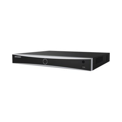 HIKVISION - (ACUSENSE / Evita Falsas Alarmas) NVR 12 Megapixel (4K) / Reconocimiento Facial / 8 Canales IP / Base de Datos / 8 Puertos PoE+ / 2 Bahías de Disco Duro / Switch PoE 300 mts Modo Extendido