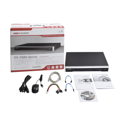 HIKVISION - NVR 8 Megapixel (4K) / 16 canales IP / 16 Puertos PoE+ / Soporta Cámaras con AcuSense / 2 Bahías de Disco Duro / Switch PoE 300 mts / HDMI en 4K